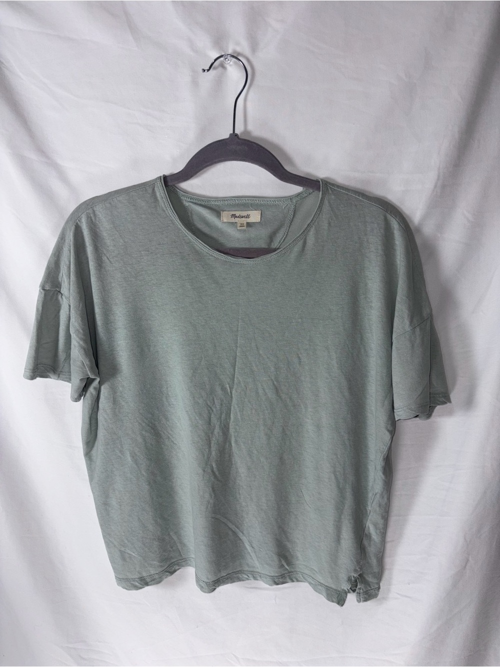 Madewell Sage Green Crewneck Women's Linen-Cotton Tee xs